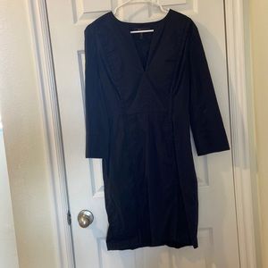 BCBG black 3/4 sleeve deep v-neck dress, size 12